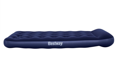 Luftmadrass 188x99x28 cm med fotpump och kudde, velour, 1 person