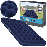 Luftmadrass dubbel 191x137x22 cm velour 300 kg marinblå