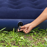 Luftmadrass dubbel 191x137x22 cm velour 300 kg marinblå