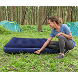 Luftmadrass dubbel 191x137x22 cm velour 300 kg marinblå