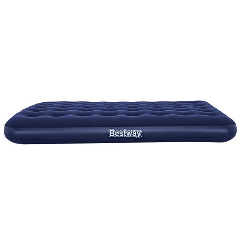 Luftmadrass dubbel 191x137x22 cm velour 300 kg marinblå