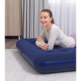 Luftmadrass dubbel 191x137x22 cm velour 300 kg marinblå