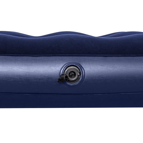 Luftmadrass dubbel 191x137x22 cm velour 300 kg marinblå