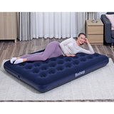 Luftmadrass dubbel 191x137x22 cm velour 300 kg marinblå