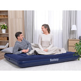 Luftmadrass dubbel 191x137x22 cm velour 300 kg marinblå