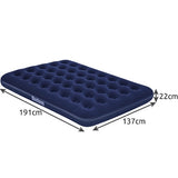 Luftmadrass dubbel 191x137x22 cm velour 300 kg marinblå