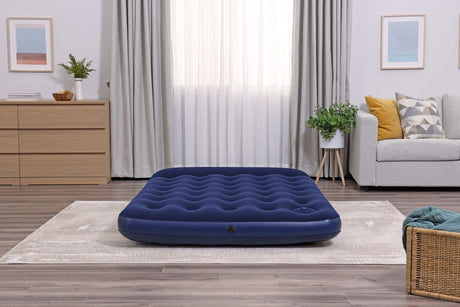 Luftmadrass dubbel 191x137x28 cm med fotpump och kudde velour
