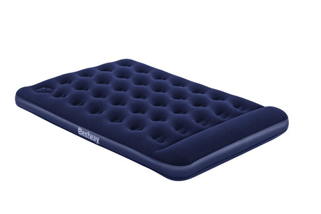 Luftmadrass dubbel 191x137x28 cm med fotpump och kudde velour