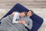 Luftmadrass dubbel 191x137x28 cm med fotpump och kudde velour