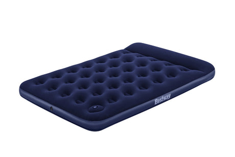 Luftmadrass dubbel 191x137x28 cm med fotpump och kudde velour