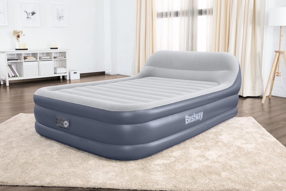 Luftmadrass dubbel 226x152 cm med huvudkudde & inbyggd AC-pump