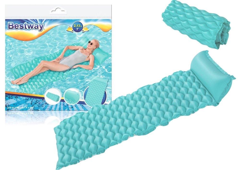 Luftmadrass för pool/vatten med uppblåsbar kudde 213x86 cm PVC