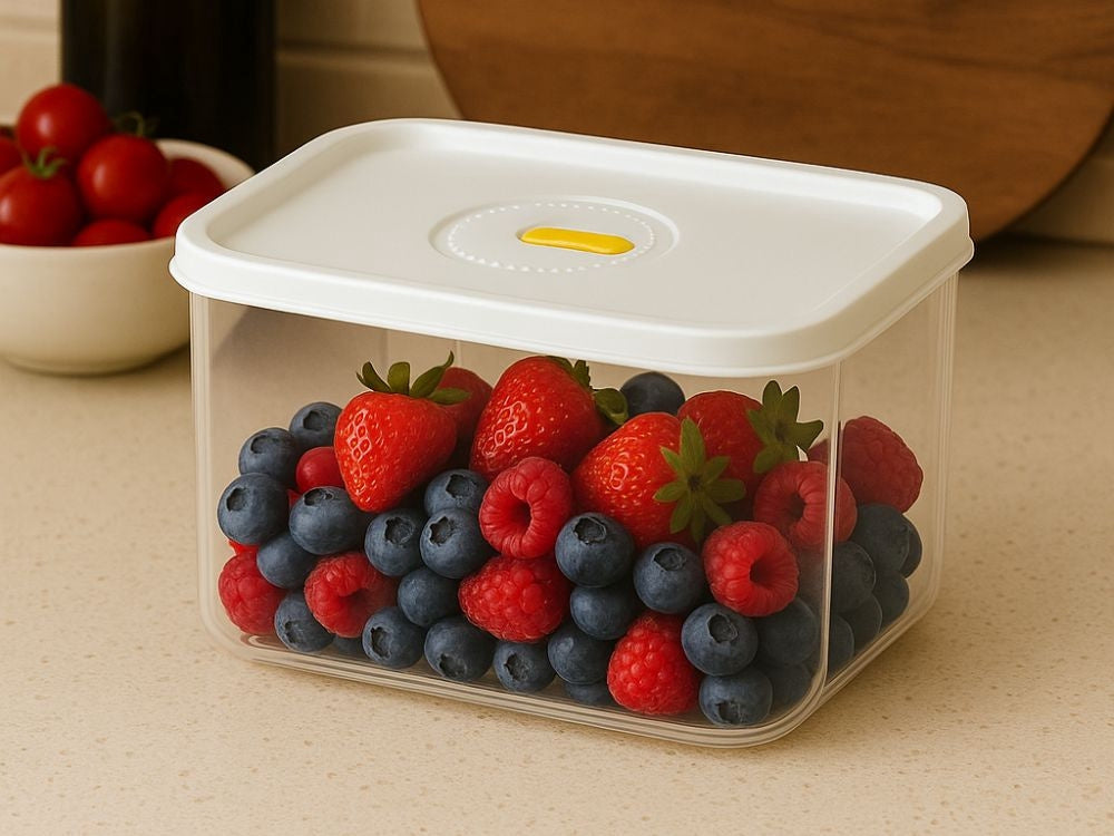 Lufttät förvaringsburk med lock 2,5 L plast vit 20x14x9,5 cm