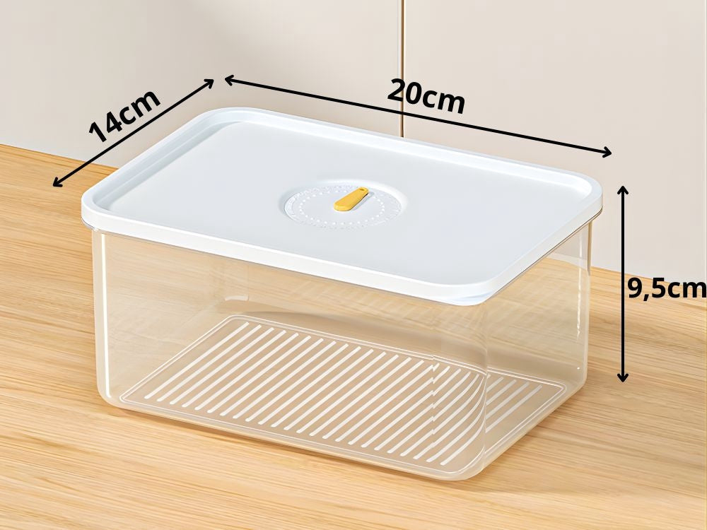 Lufttät förvaringsburk med lock 2,5 L plast vit 20x14x9,5 cm