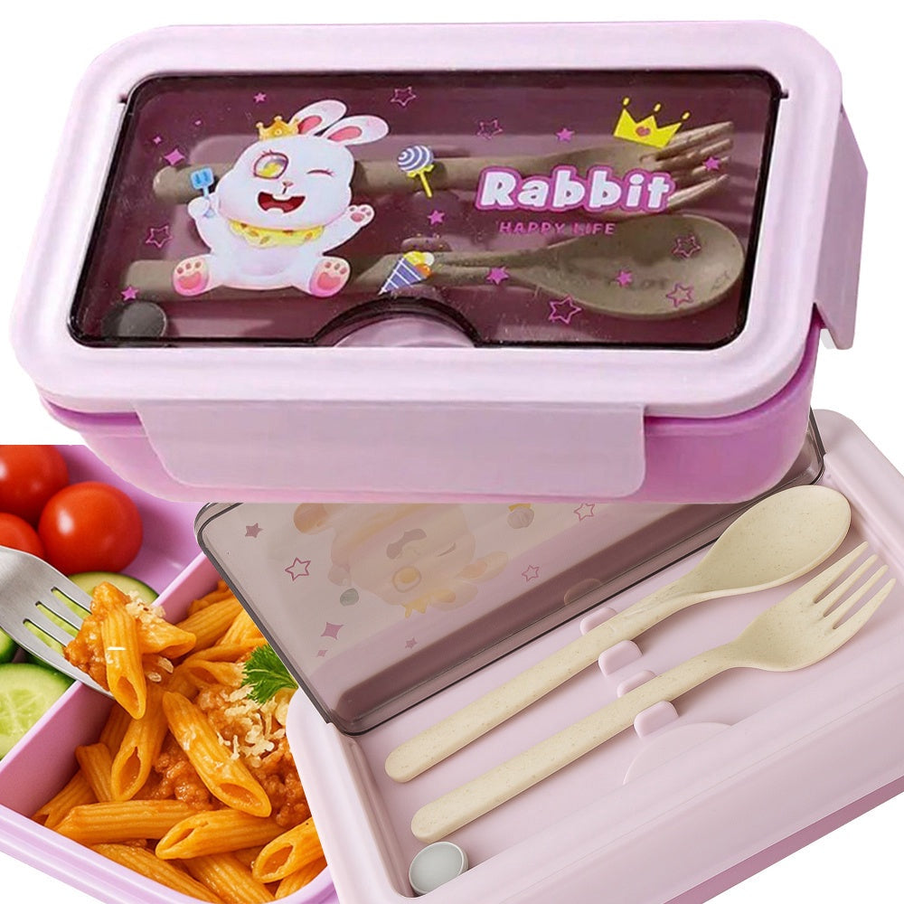 Lunchbox 1 L med 2 fack och bestickset lila 21x12,5x7,5 cm