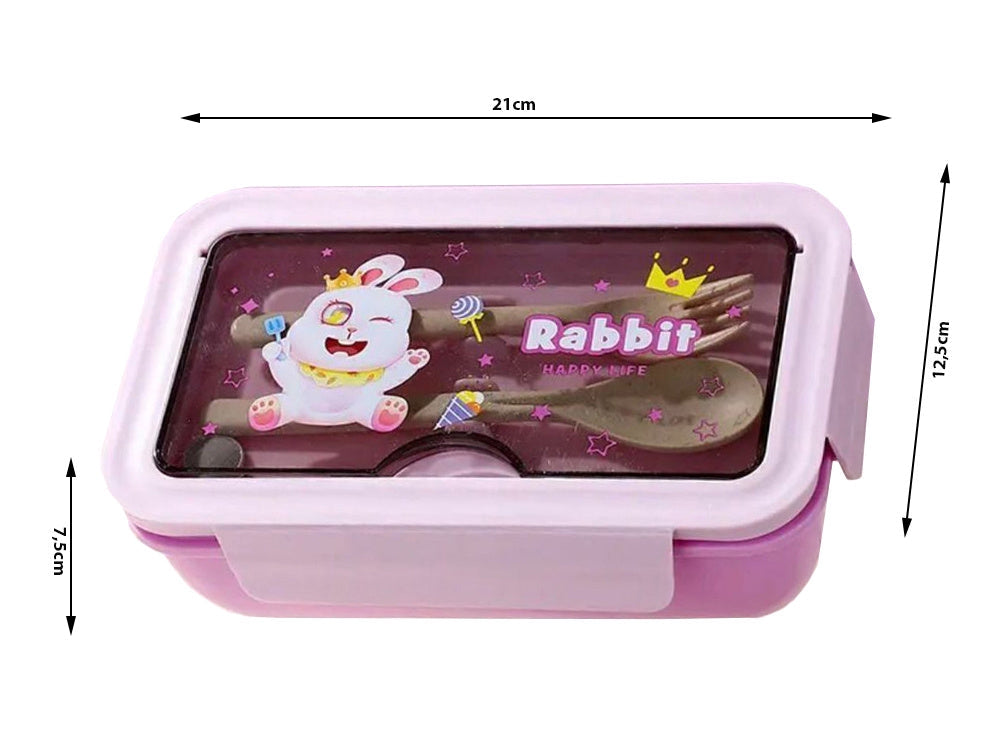 Lunchbox 1 L med 2 fack och bestickset lila 21x12,5x7,5 cm