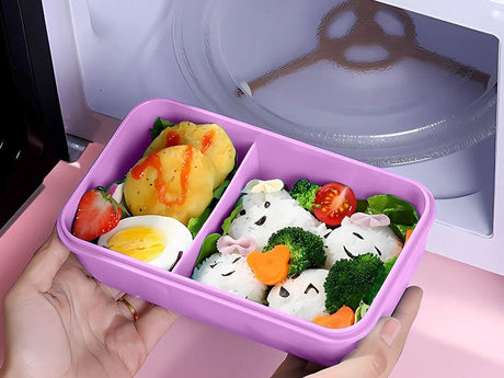 Lunchbox 1 L med 2 fack och bestickset lila 21x12,5x7,5 cm