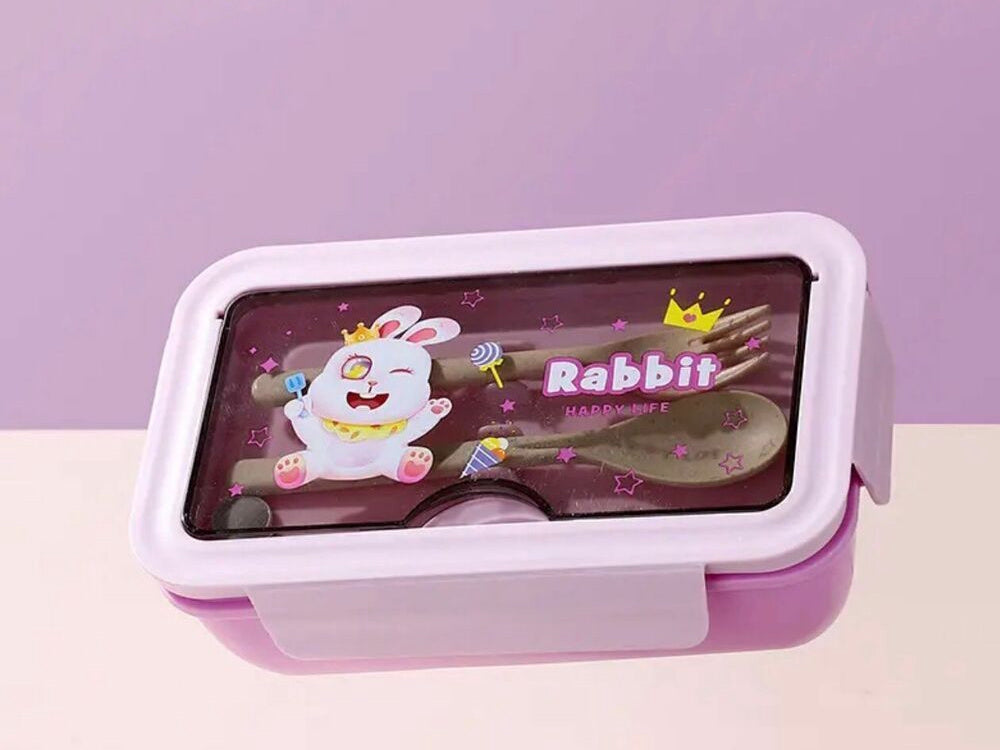 Lunchbox 1 L med 2 fack och bestickset lila 21x12,5x7,5 cm