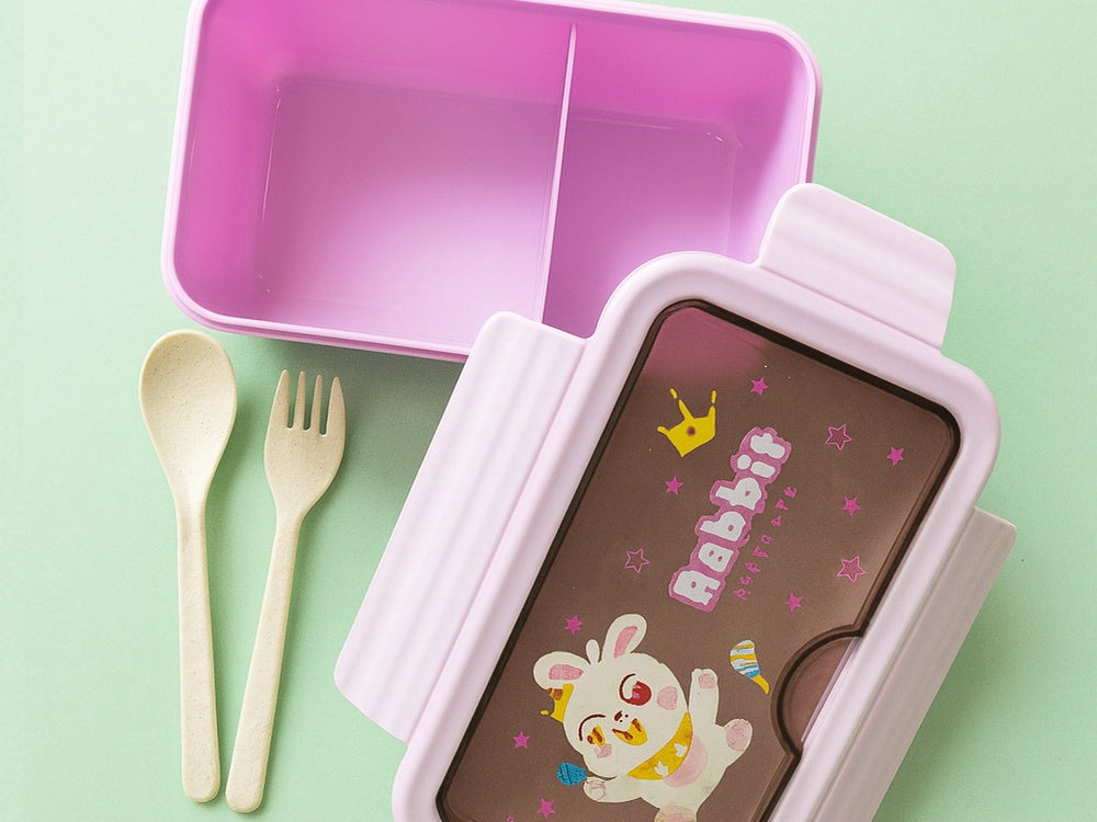 Lunchbox 1 L med 2 fack och bestickset lila 21x12,5x7,5 cm