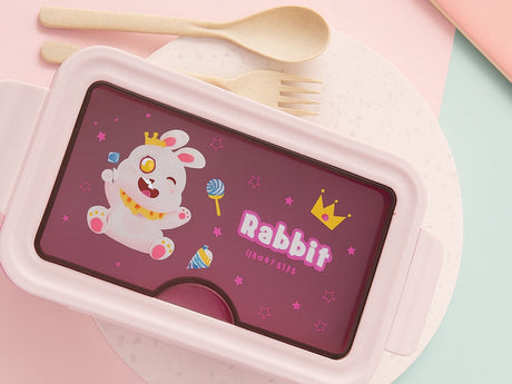 Lunchbox 1 L med 2 fack och bestickset lila 21x12,5x7,5 cm