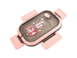 Lunchbox 3 fack med bestick plast rosa 21x14,5x8 cm