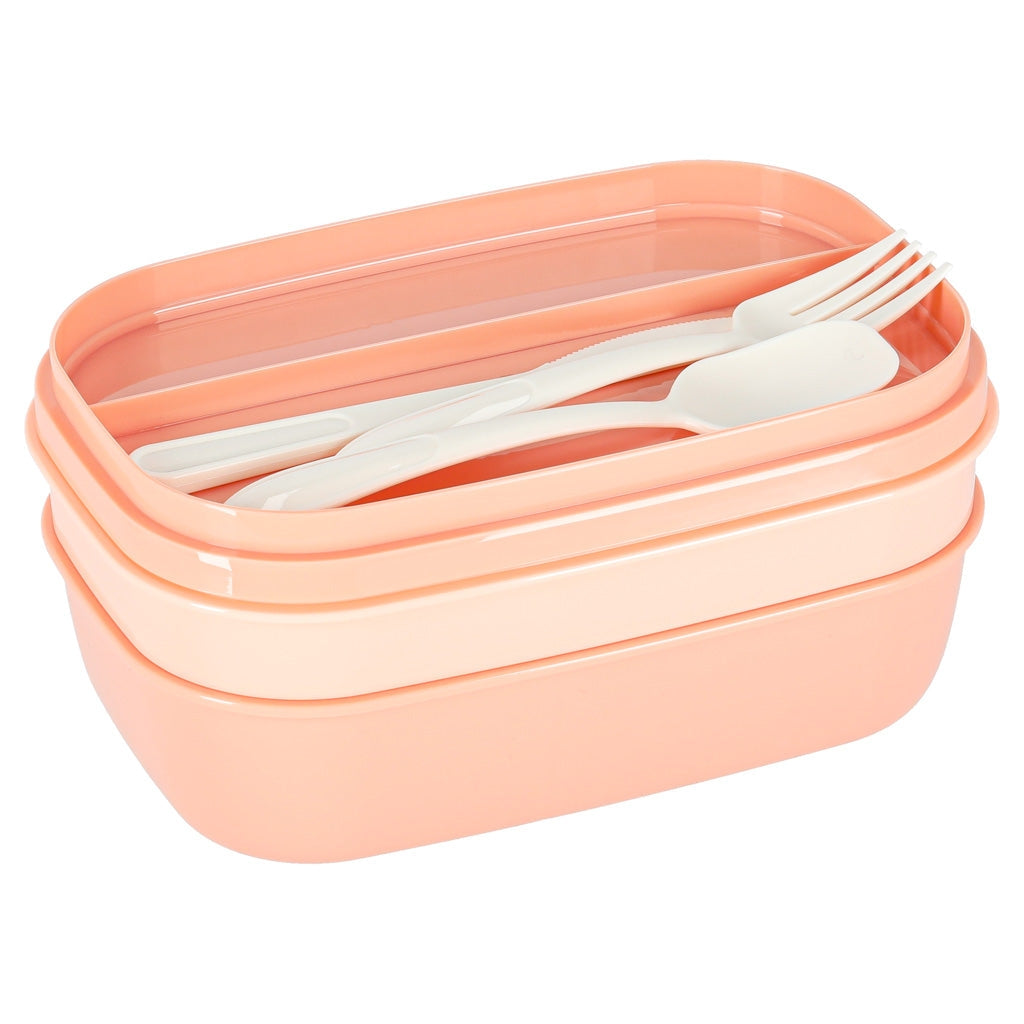 Lunchlåda 1900 ml med 3 nivåer, 8 fack och bestick BPA-fri orange