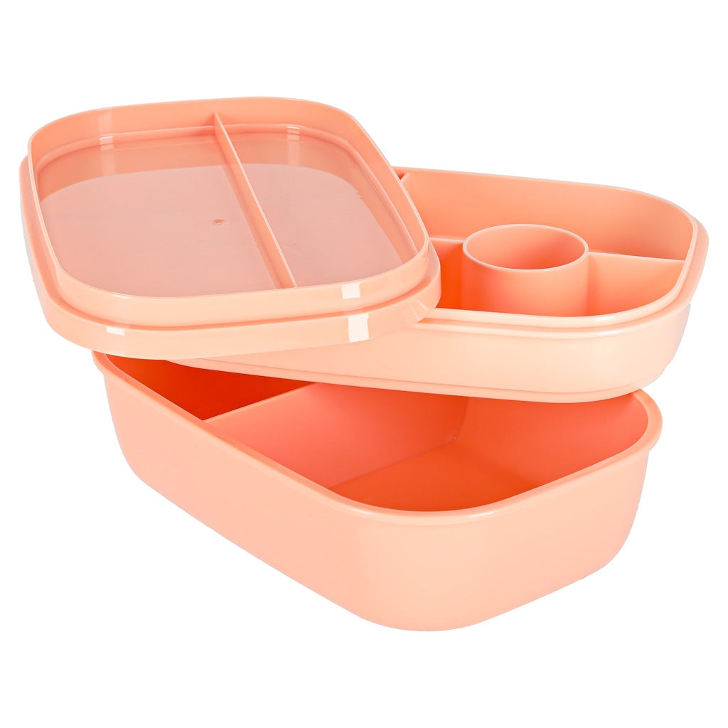 Lunchlåda 1900 ml med 3 nivåer, 8 fack och bestick BPA-fri orange