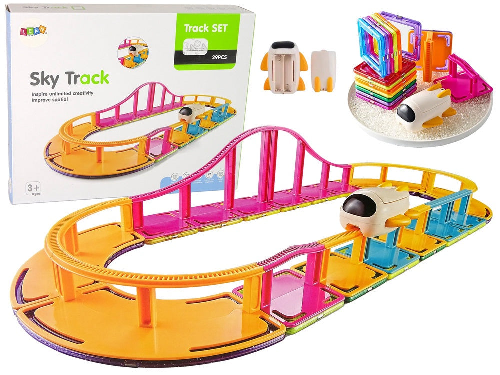 Magnetiska byggblock Sky Track 29 delar med idébok, 3+ år