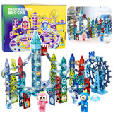Magnetiska byggblock marmorbana set 118 delar med kulor och figurer