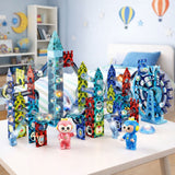 Magnetiska byggblock marmorbana set 118 delar med kulor och figurer