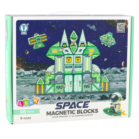 Magnetiska byggblock rymdset 66 delar med klistermärken och temaelement