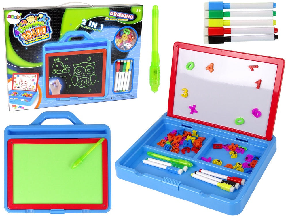 Magnetisk ritplatta med LED-ljus 2-i-1 inkl bokstäver/siffror 33 cm