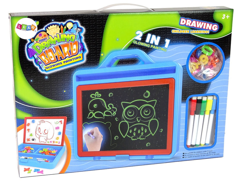 Magnetisk ritplatta med LED-ljus 2-i-1 inkl bokstäver/siffror 33 cm