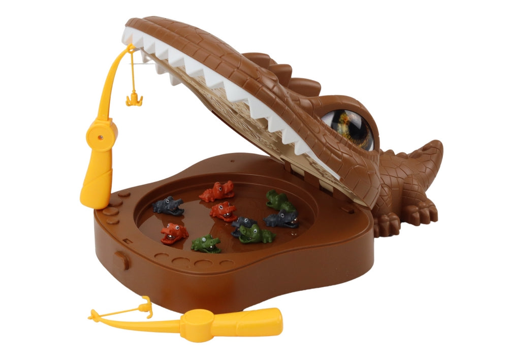 Magnetiskt fiskespel krokodil med rörliga figurer och melodi 3+ år