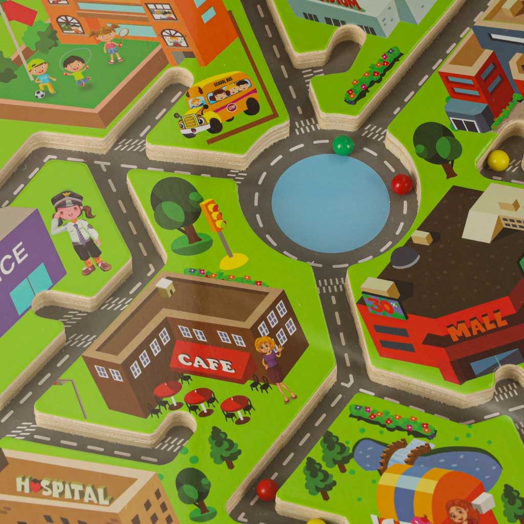 Magnetiskt labyrintspel resespel barn 3+ stadsmotiv 2 pennor