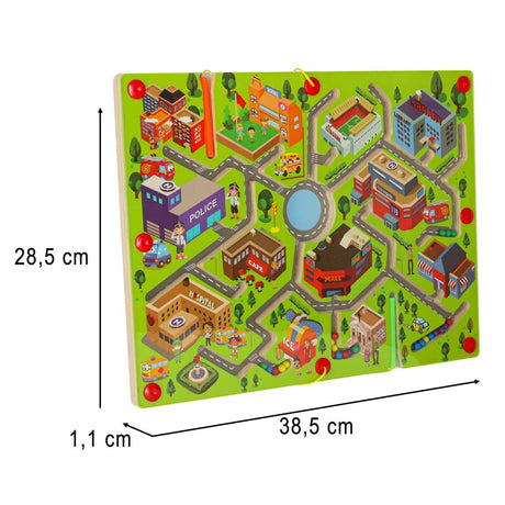 Magnetiskt labyrintspel resespel barn 3+ stadsmotiv 2 pennor