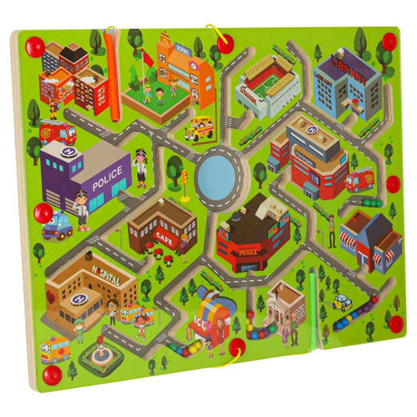 Magnetiskt labyrintspel resespel barn 3+ stadsmotiv 2 pennor