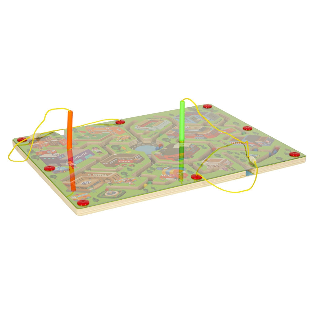 Magnetiskt labyrintspel resespel barn 3+ stadsmotiv 2 pennor