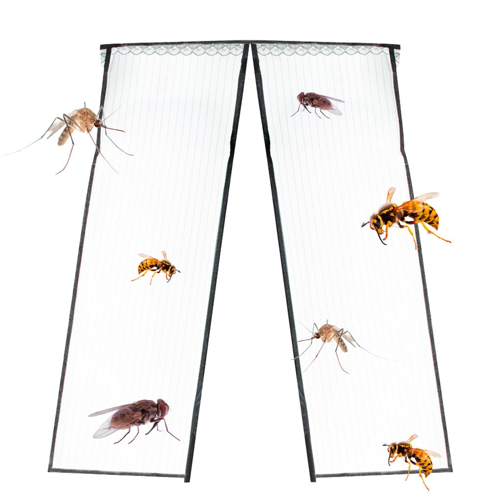 Magnetiskt myggnät för dörr 110x220 cm svart polyester med stift