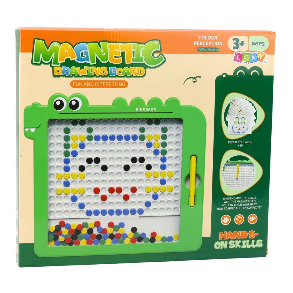 Magnettavla dinosaurie med magnetpenna 34x30 cm, 20 mönsterkort