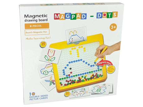 Magnettavla med pärlor 100 st + magnetpenna, 20 pussel, gul 31,5 cm