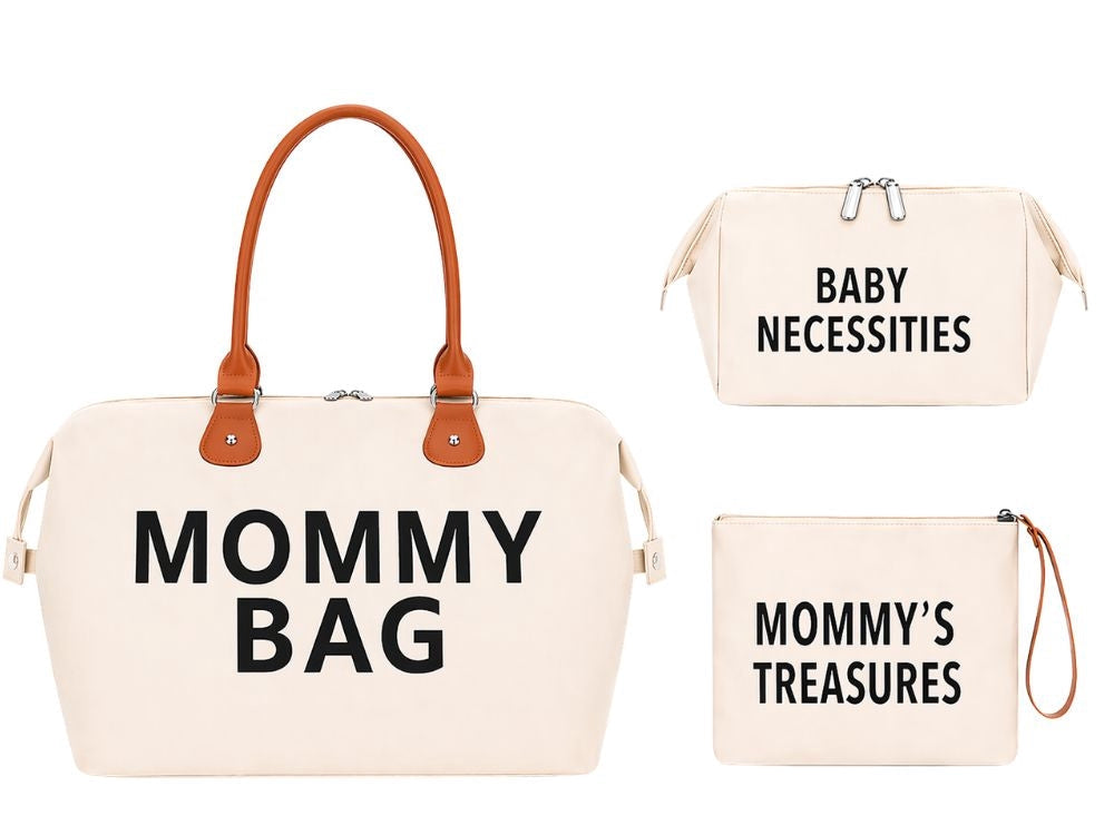 Mammaväska 3-i-1 set med kosmetikväska/organiserare beige
