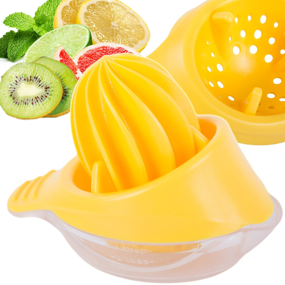 Manuell citruspress i plast 50 ml gul 12,5x8 cm