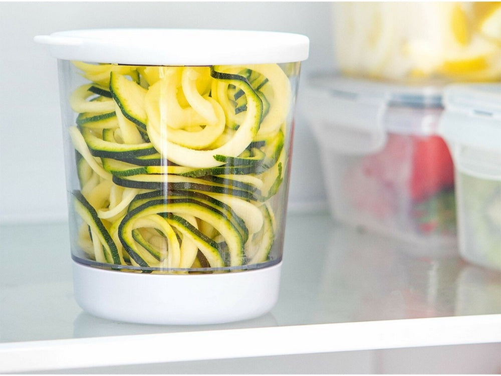 Manuell grönsaksskärare spiralizer med behållare 400 ml vit/svart