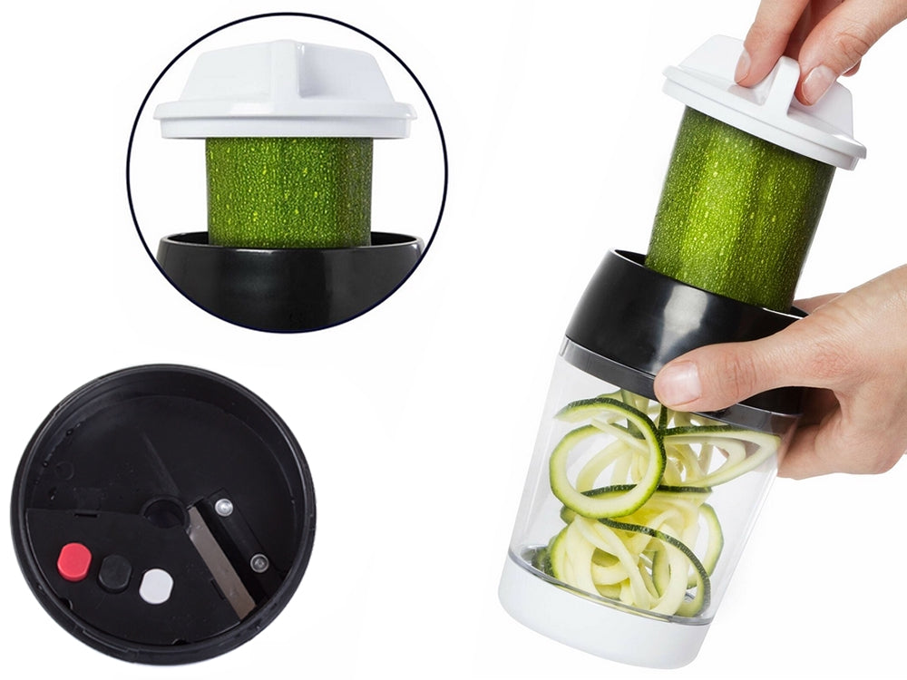 Manuell grönsaksskärare spiralizer med behållare 400 ml vit/svart