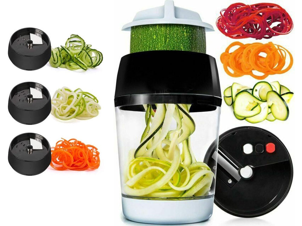 Manuell grönsaksskärare spiralizer med behållare 400 ml vit/svart