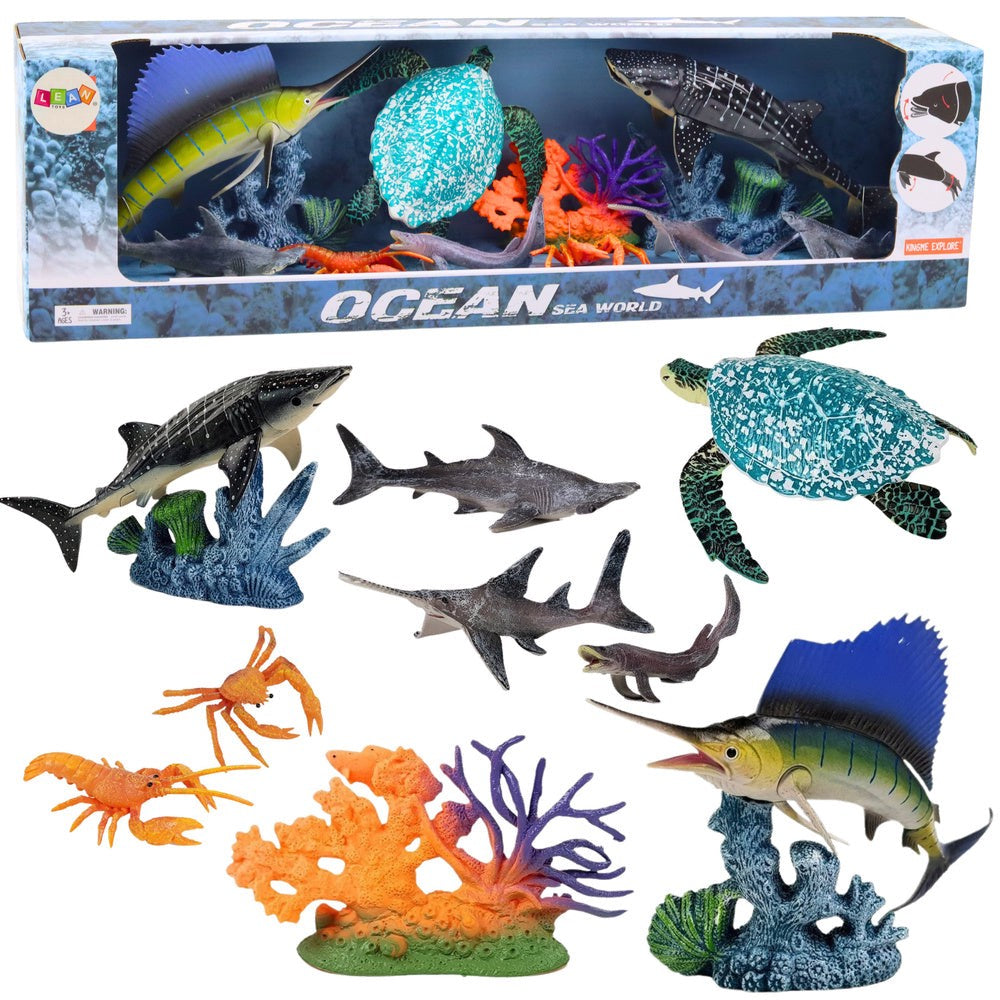 Marina djurfigurer leksaksset 10-pack gummi/plast, figurer ca 15 cm