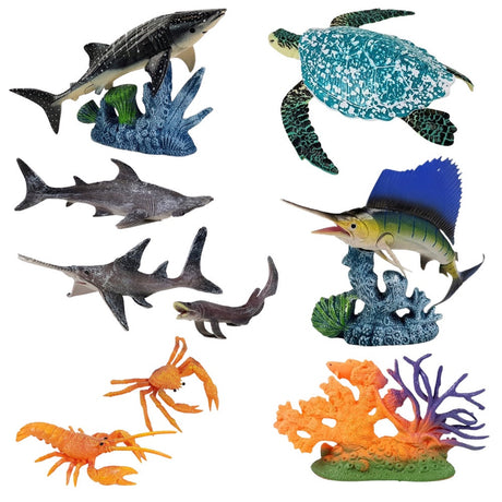 Marina djurfigurer leksaksset 10-pack gummi/plast, figurer ca 15 cm