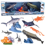 Marina djurfigurer set 10 st i gummi/plast, stora figurer ca 15 cm