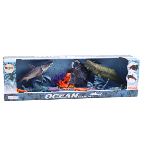 Marina djurfigurer set 10 st i gummi/plast, stora figurer ca 15 cm